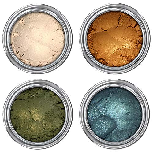 Silky-Smooth and Highly Pigmented Long Lasting Mineral Powder Eyeshadow, 4-Color Forest Green Palette