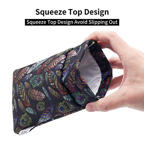 Face Shadow Large Double Eyeglasses Case Squeeze Top Soft Glasses Pouch Microfiber Cell Phone Purse for Women