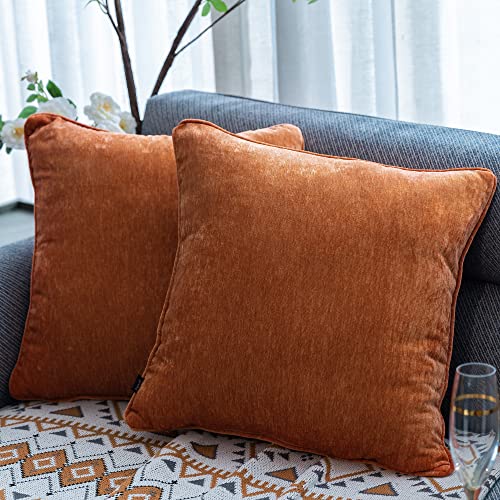 HPUK Cashmere Pillow Covers Pack of 2, Decorative Square Cushion Covers , Set of 2 Couch Pillows for Sofa Couch, Living Room, Bedroom, Office, 18 x 18 inch, Orange