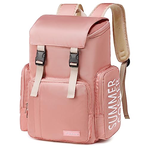 Cooler Backpack Pink- Insulated Hiking Backpack for Women Men Insulated Leak-Proof Waterproof Soft Cooler Bag Cooler Bookbag Thermal Lunch Backpack for Beach, Beverage, Travel, Camping, Picnic, Car