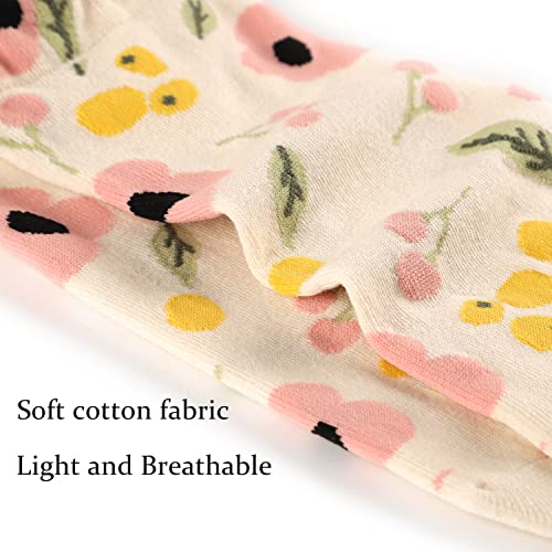 Women's Colorful Flower Pattern Casual Cotton Ankle Socks, 6-Pack