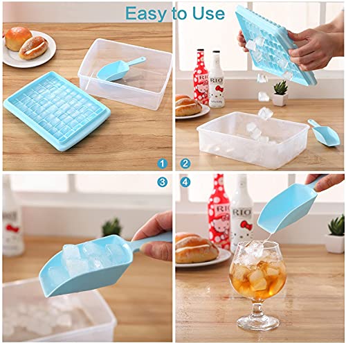 Yoove Ice Cube Tray With Lid and Bin- Silicone Ice Tray For Freezer, Comes  with Ice Container, Scoop and Cover