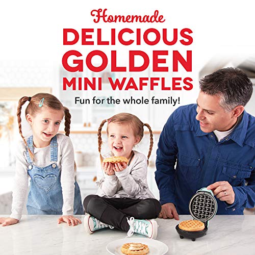 Dash Mini Waffle Maker for Individual Waffles, Hash Browns, Keto Chaffles with Easy to Clean, Non-Stick Surfaces, 4 Inch, Red, DMW001RD