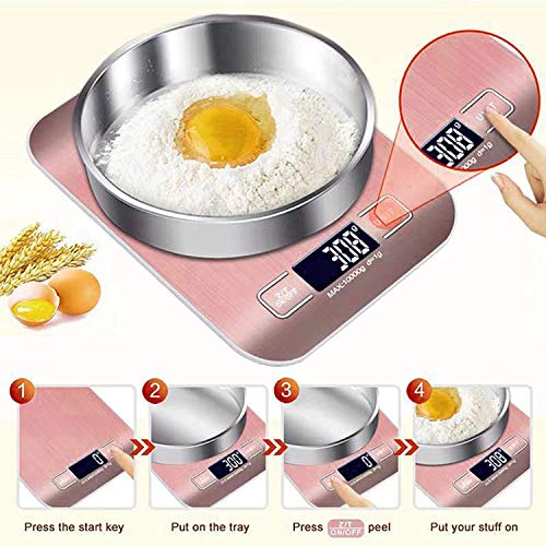 Pink Multifunction Digital Kitchen Meat & Food Scale with LCD Display, Measures Up To 11lb