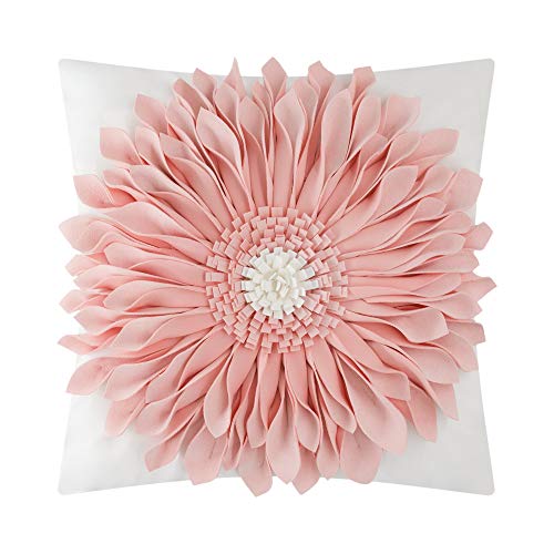 OiseauVoler 3D Sunflower Handmade Throw Pillow Covers Decorative Pink Pillowcases for Couch Girls Bed Living Room Home Decor 18x18 Inches