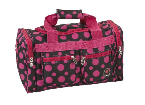19-Inch Carry-On, Overnight, Weekender Duffel Bag, Black with Pink Polka Dots
