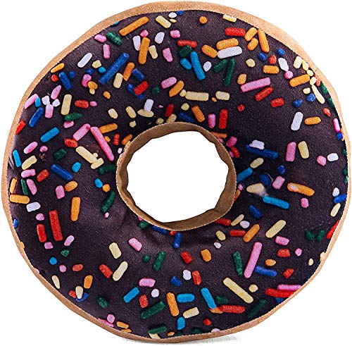 HYSEAS Round Throw Pillow 14 Inch Chocolate Donut, 3D Digital Print Decorative Comfortable Soft Plush Funny Food Shaped Pillow Light Weight Seat Pad Cushion for Couch, Chair, Floor, Sofa