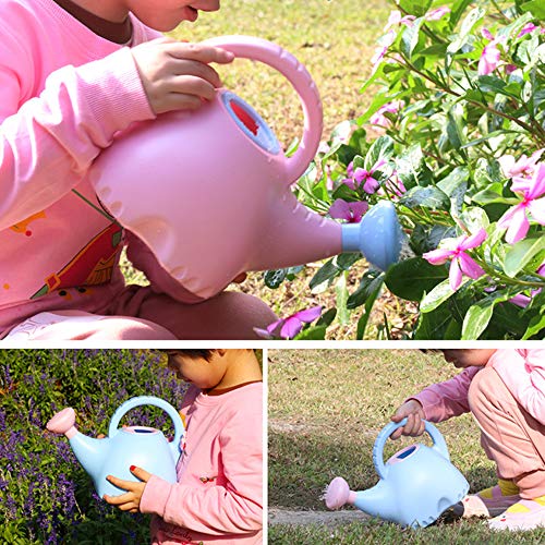 LOYUYU 0.4 Gallon Plastic Watering Can Small Lightweight Cute Indoor Outdoor Garden Plants, Kids Toy Watering Can with Shower Head Elephant: Pink Body Blue Head