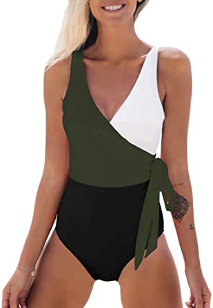 Women's One-Piece Knotted Color Block Side Tie Swimsuit  (8 colors)