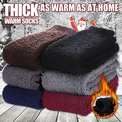 6 Pairs Non Slip Fuzzy Socks for Womens with Grips Anti Slip Soft Fluffy Cozy Winter Warm Slipper Socks (6 Pairs Solid Color Fuzzy Socks)