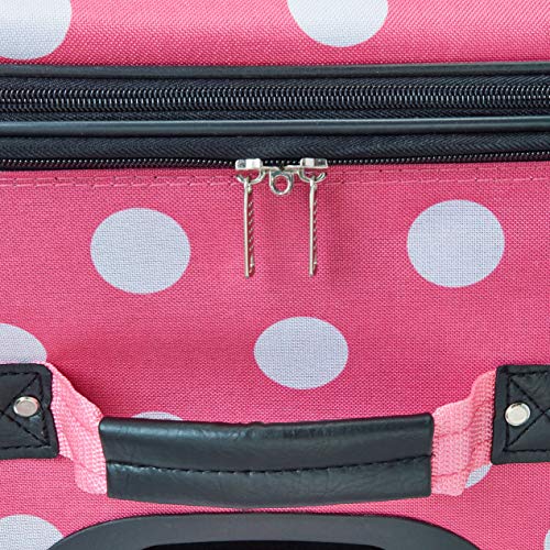 Rockland Vara Softside 3-Piece Upright Expandable Luggage Set w/Telescopic Handle, Pink Dots