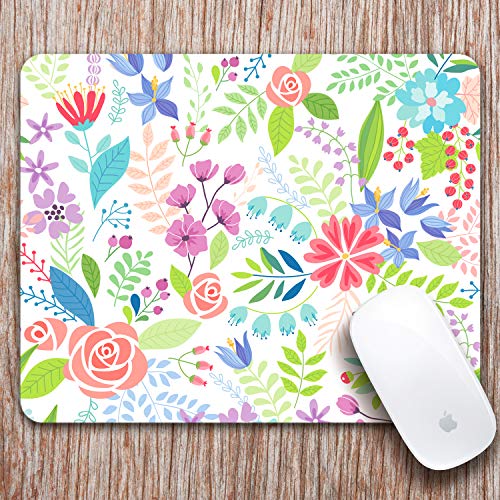 Anti-Slip Mouse Pad for Work or Gaming, Cute Colorful Flowers