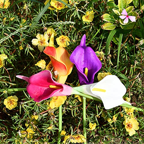 Mandy's 20pcs Colorful Flowers Artificial Calla Lily Silk Flowers 13.4" for Home Kitchen & Wedding