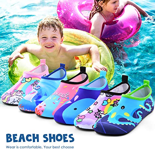 Sunnywoo Water Shoes for Kids Girls Boys,Toddler Kids Swim Water Shoes Quick Dry Non-Slip Water Skin Barefoot Sports Shoes Aqua Socks for Beach Outdoor Sports,11-12 Little Kid,Pink Shell