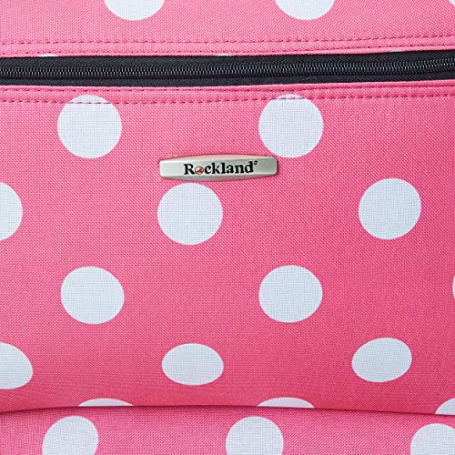 Rockland Vara Softside 3-Piece Upright Expandable Luggage Set w/Telescopic Handle, Pink Dots