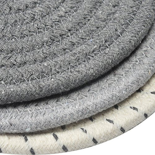 Potholders Set Trivets Set 100% Pure Cotton Thread Weave Hot Pot Holders Set (Set of 3) Stylish Coasters, Hot Pads, Hot Mats,Spoon Rest For Cooking and Baking by Diameter 7 Inches (Gray)