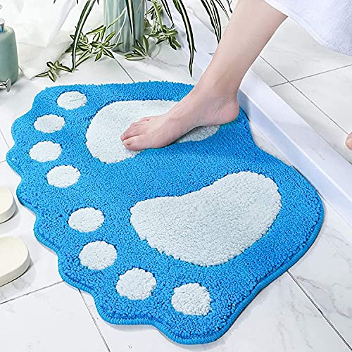Bathroom Rugs Mats Water Absorbent Non-Slip Mat Used in Bathroom, Shower, Room, Etc.Soft Microfiber Bath Mat Machine Washable Bath Mat Big Feet Bathroom Mat（Blue 16x24''）
