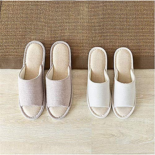 MAGILONA Women Mens Unisex Washable Cotton Open-Toe Home Slippers Indoor Shoes Casual Flax Soft Non-Slip Sole Shoes (5-6.5B/240mm 37-38, Pink)