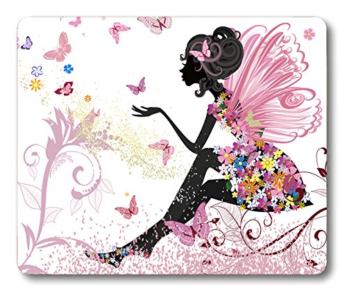 Smooffly Butterfly Girl Mouse Pad,Pink Butterfly Beautiful Girl Non-Slip Rubber Mouse pad Gaming Mouse Pad