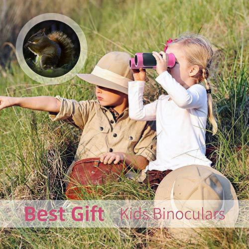 Huaker Kids Pink Binoculars, 8x21 High-Resolution Real Optics - Pink and Caboodle