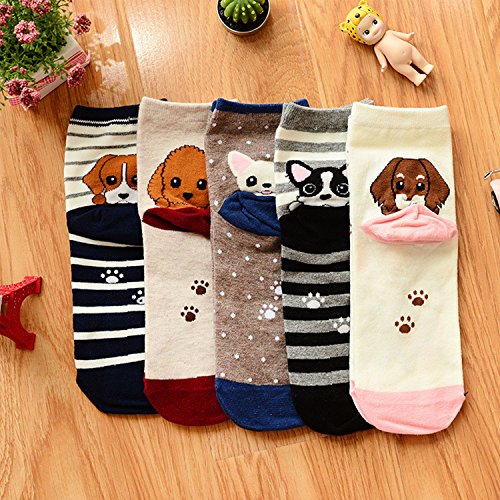 Women's Cute Cool Funny Animal Print Socks, Pack of 5