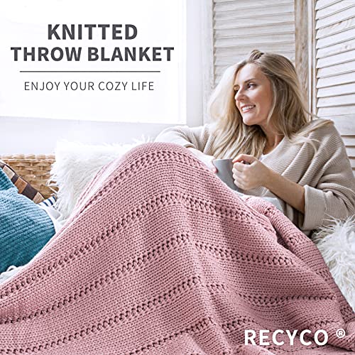 Acrylic Cable Textured Knitted Decorative Throw Blanket for All Over Home Decor, 2 Sizes  (9 colors)