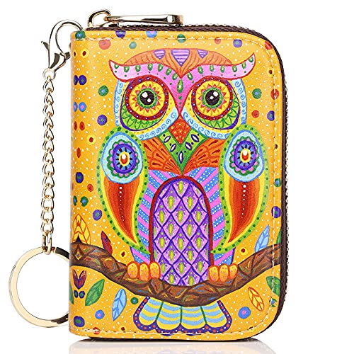 APHISON RFID Credit Card Holder Wallets for Women Leather Cartoon Patterns Zipper Card Case for Ladies Girls/Gift Box 018