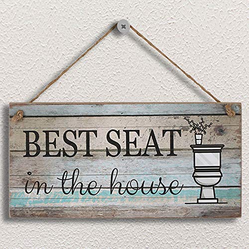 Funny "Best Seat in the House" Rustic Farmhouse Bathroom Wall Decor Wood Plaque