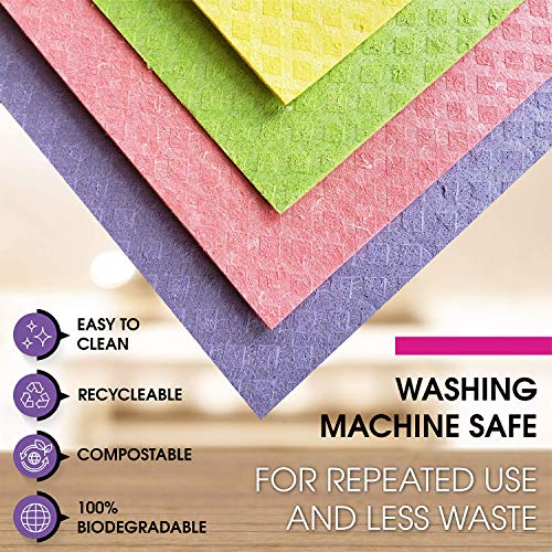 Spongy Swedish Dishcloths for Kitchen, 10-Pack, 4 colors