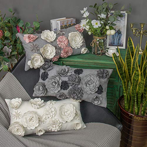 KINGROSE Handmade 3D Flower Throw Pillow Cover Decorative Cushion Case Home Sofa Couch Bed Decor 14 x 24 Inches Colorful