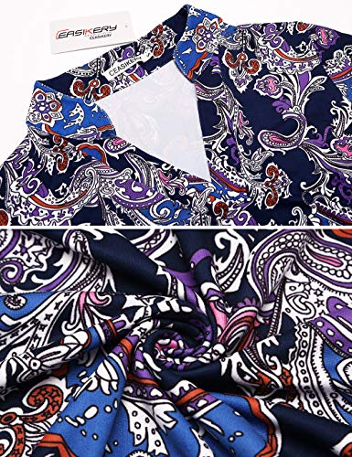 CEASIKERY Women's 3/4 Sleeve Floral V Neck Tops Casual Tunic Blouse Loose Shirt 008