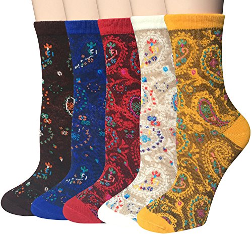 Chalier 5 Pairs Womens Winter Warm Funny Casual Cotton Crew Animal Socks Style 02 One Size