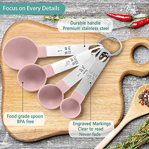 8 Pieces Nesting Measuring Cups and Spoons Set for Wet/Dry Ingredients  (3 colors)