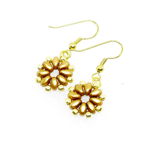 Brushed Aztec Gold Daisy Flower Earrings