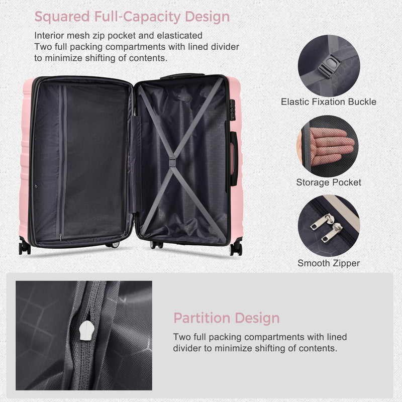 3-Pc Hard Shell Suitcase Luggage Set w/Spinner Wheels, Lightweight, TSA Combination Locks  (3 colors)