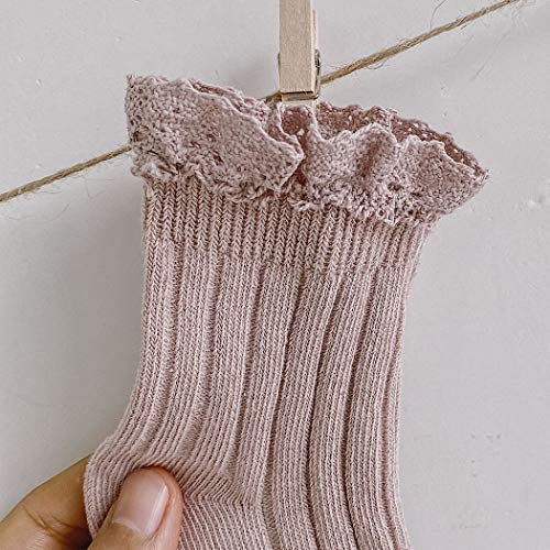 Ashmyova Baby Girls Vintage Ankel Lace Socks Toddler Ruffles Casual Dress Socks 6 Pack Size 6-24Months - Pink and Caboodle