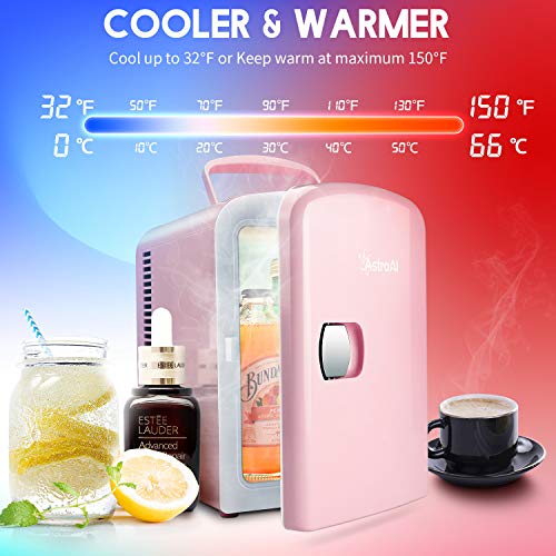 AstroAI Mini Fridge 4 Liter/6 Can AC/DC Portable Thermoelectric Cooler, Pink - Pink and Caboodle