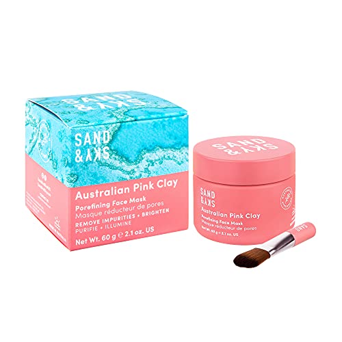 Australian Pink Clay Pore Minimizer & Cleanser Face Mask w/Applicator Brush
