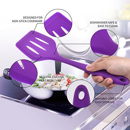 Aybloom Silicone Kitchen Utensils Set - 10 Pieces Multicolor Silicone Heat Resistant Non-Stick Kitchen Cooking Tools - Pink and Caboodle