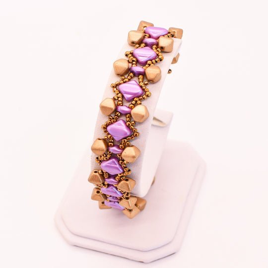 Aztec Gold and Lilac Pyramid Link Bracelet - Pink and Caboodle