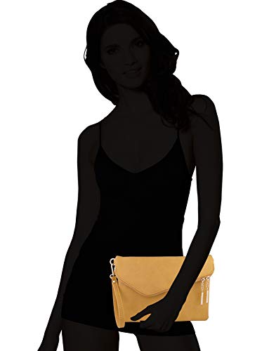 B BRENTANO Fold-Over Envelope Wristlet Clutch Crossbody Bag (Mustard Yellow) - Pink and Caboodle