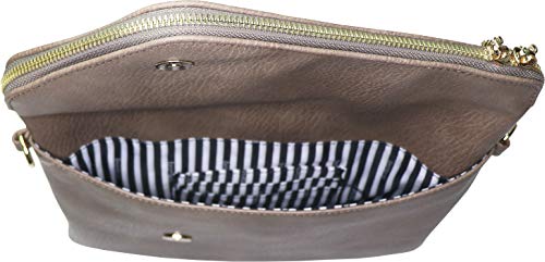 B BRENTANO Fold-Over Envelope Wristlet Clutch Crossbody Bag (Stone.) - Pink and Caboodle