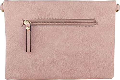B BRENTANO Fold-Over Envelope Wristlet Clutch Crossbody Bag with Tassel Accents (Pink.) - Pink and Caboodle