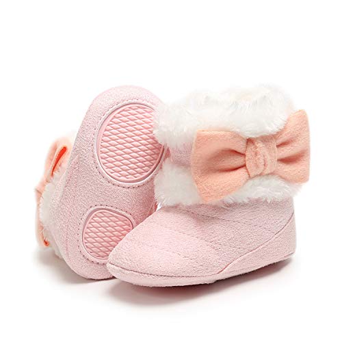 Baby Boy or Girl Fuzzy Warm Ankle Snow Boots w/Bow Knot Accent  (3 colors)
