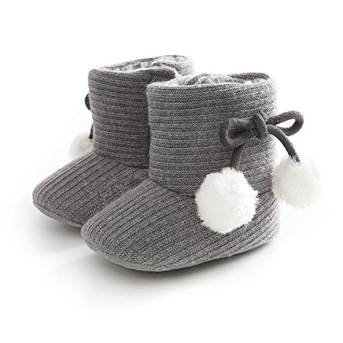Baby Boy or Girl Fuzzy Warm Ankle Snow Boots w/Pom Pom Accents (4 colors) - Pink and Caboodle