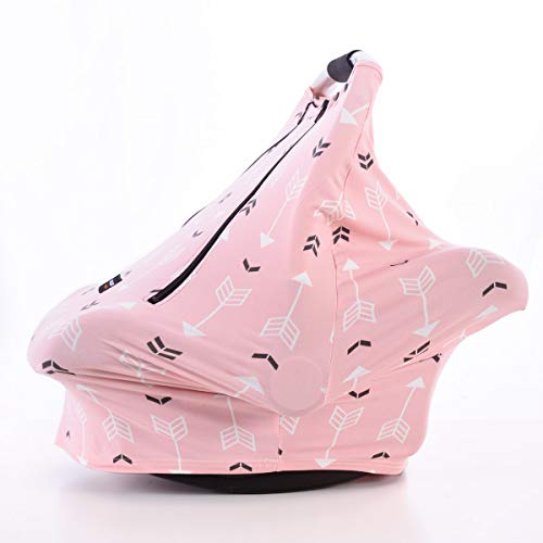 Baby Car Seat Covers-Acrabros Multifunctional Infant Carseat Canopy for Boys Girls,Stretchy Breathable Adjustable Peep Window Universal Fit Pink"Baby Arrow" - Pink and Caboodle