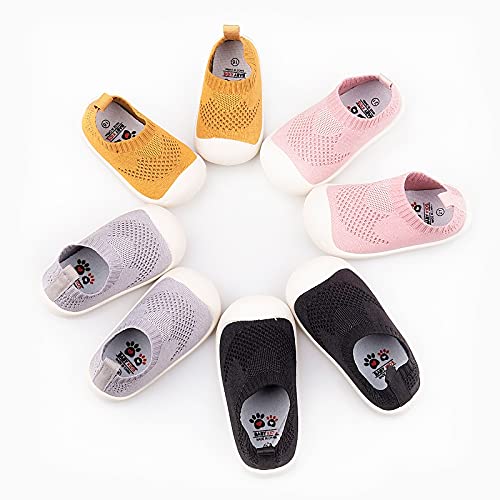 Baby First-Walking Shoes 1-4 Years Kid Shoes Trainers Toddler Infant Boys Girls Soft Sole Non Slip Cotton Mesh Breathable Lightweight Slip-on Sneakers Outdoor(Pink,4 Toddler) T15 - Pink and Caboodle
