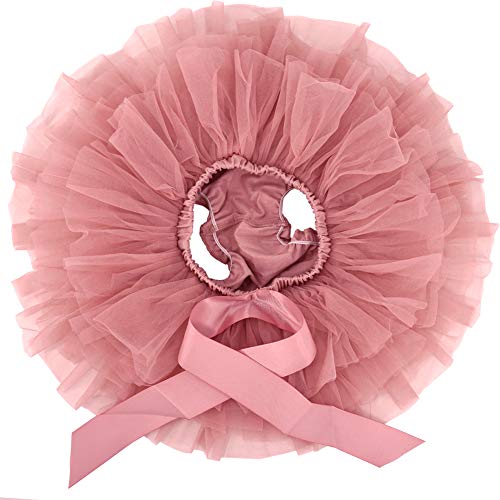 Baby Girl's Soft Fluffy Tutu Skirt with Diaper Cover & Flower Headband, Dusty Rose (10 colors) - Pink and Caboodle