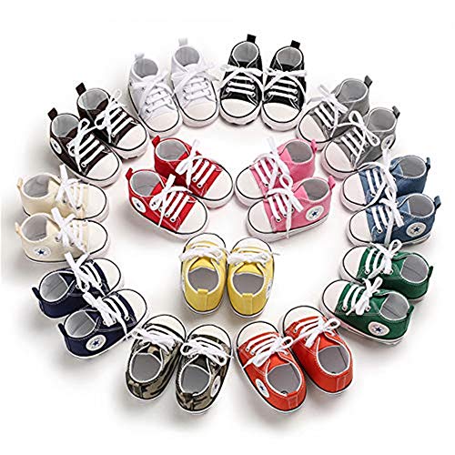 Baby or Toddler Girls or Boys Canvas Sneakers, Soft Sole, High Top First Walkers Shoes, 22 colors (Light Pink) - Pink and Caboodle