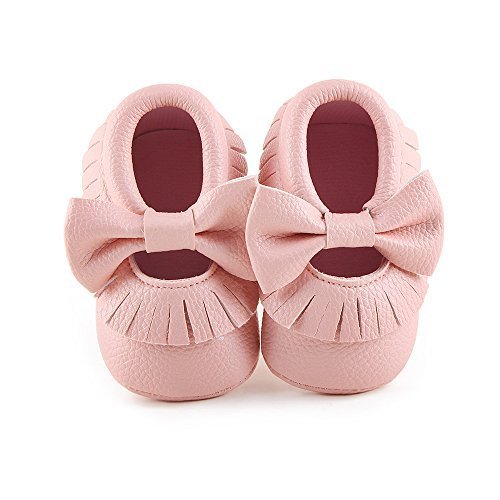 Baby & Toddler's Soft Sole Tassel Bowknot Moccasin Shoes, Pink